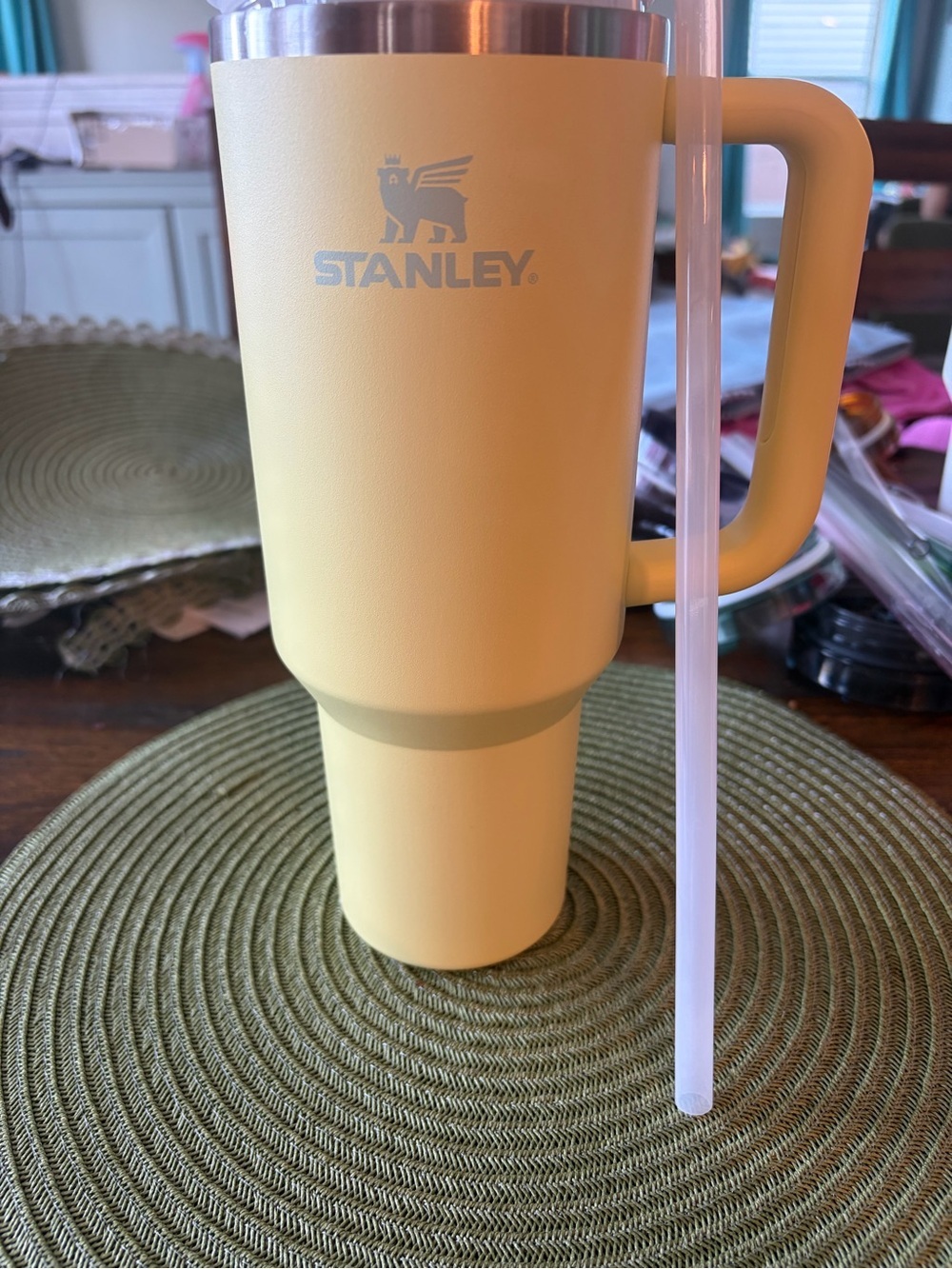 Stanley Yellow Travel Mug with Handle and Straw